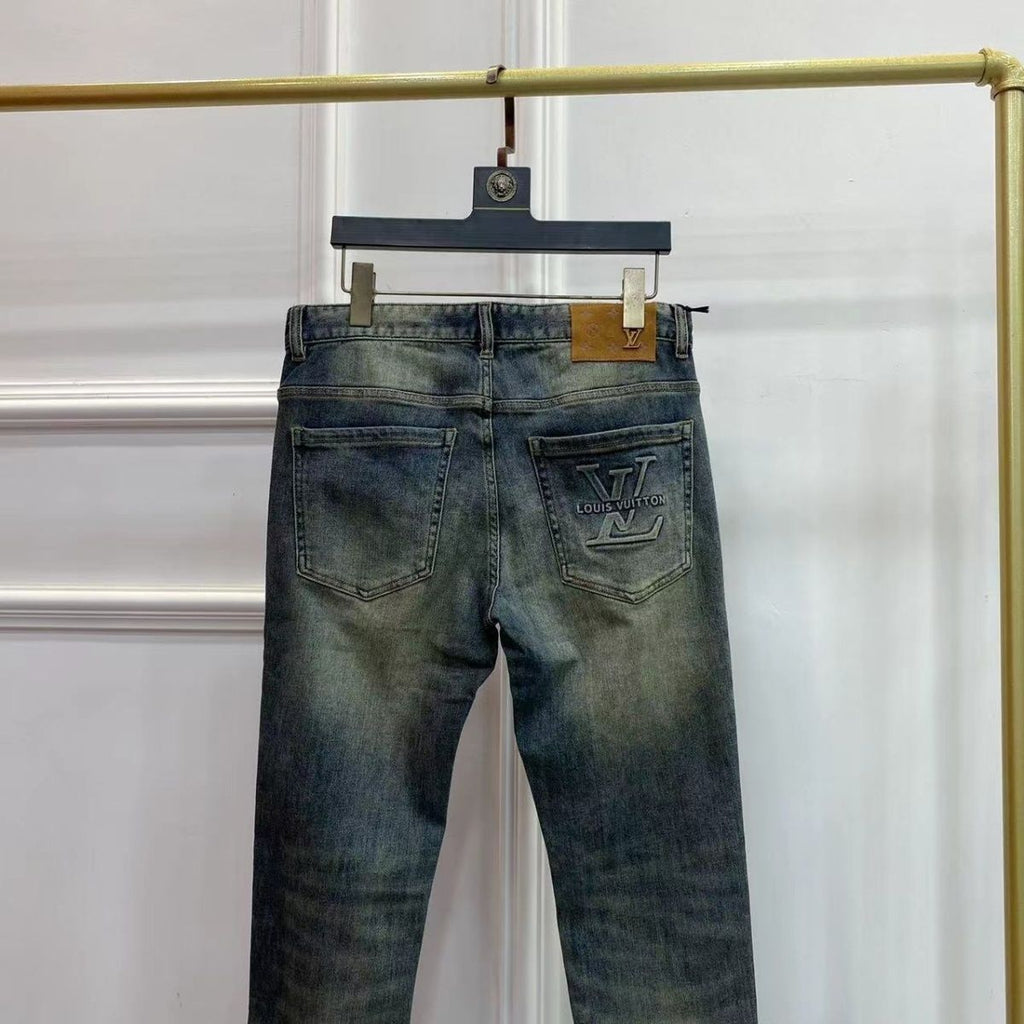 Simple Washed Stretch Pants Slim Fit Jeans