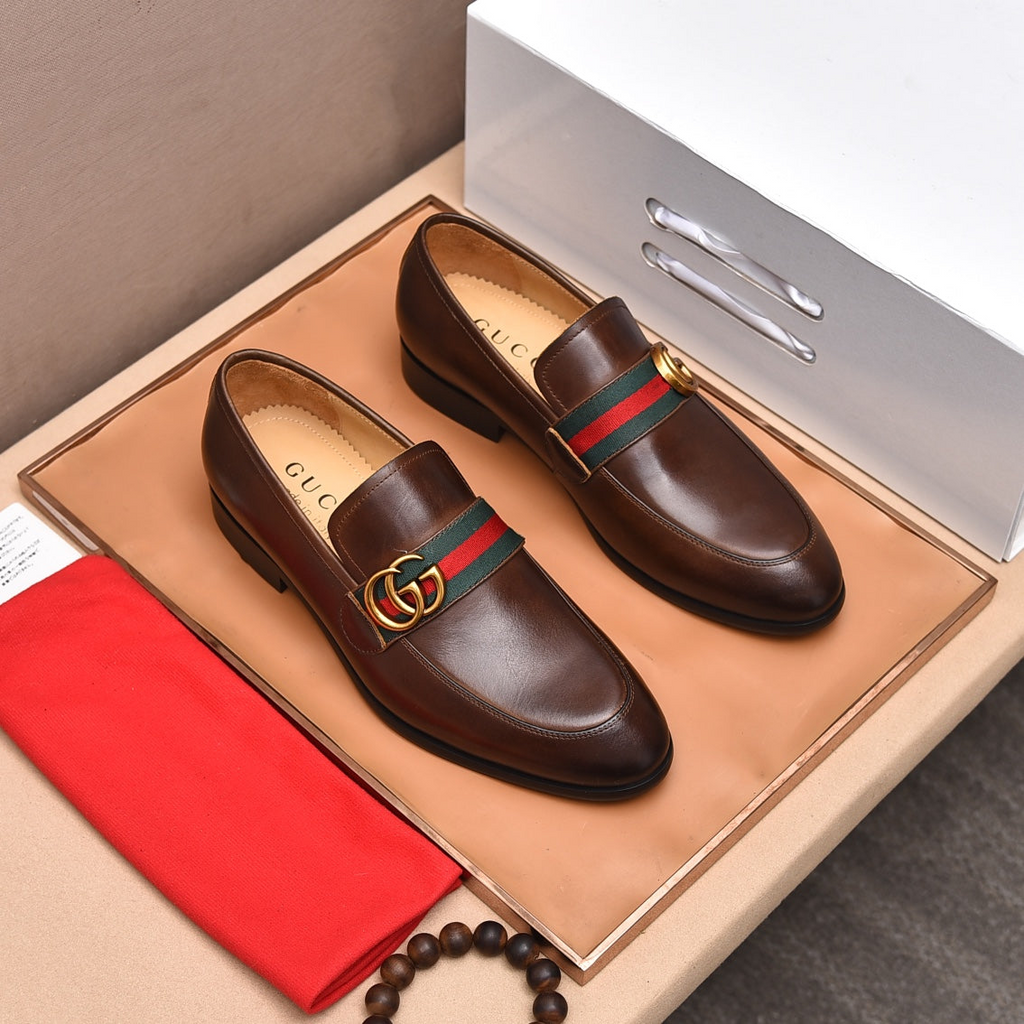 Gentleman Men's Shoes Leather Popular Classic Presbyterian Pattern Loafers G06