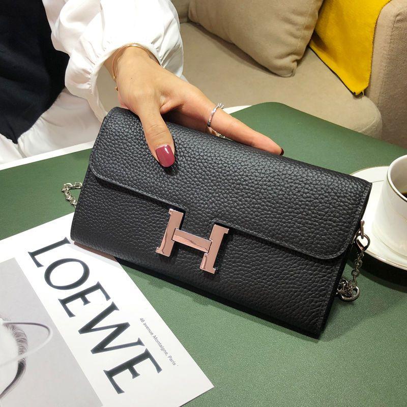 H button Kangkang Wallet Leather Long Wallet 1024032024