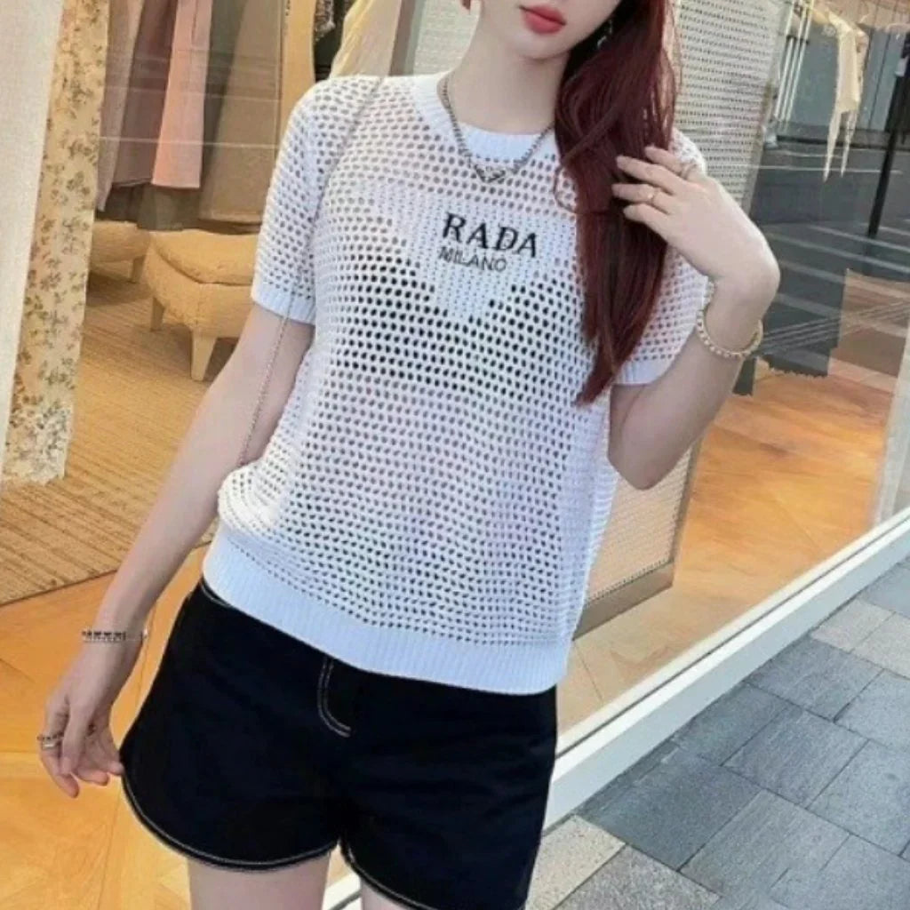 New Hollow Sweater Thin Short-sleeved 1024031412