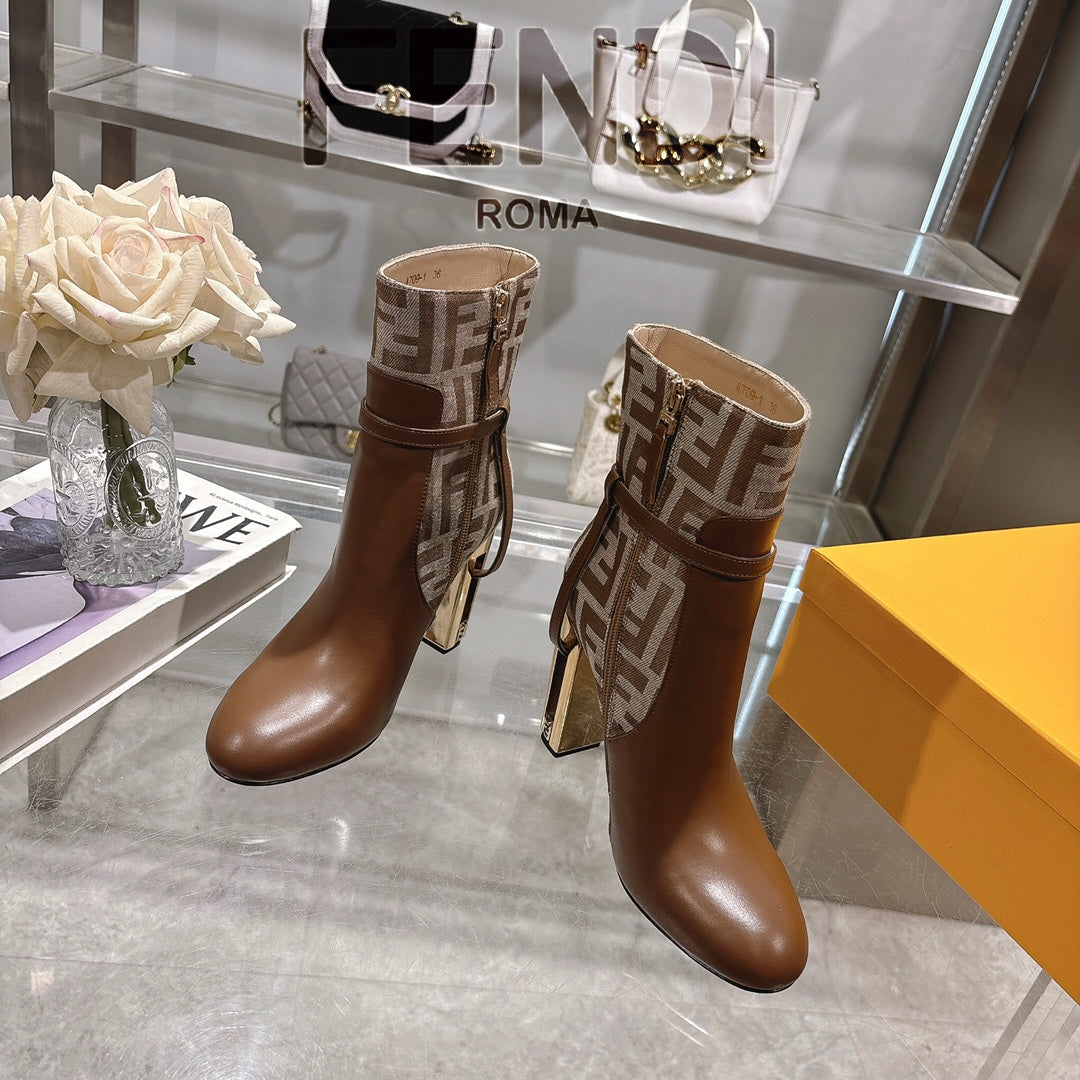 FD Round toe leather Delfina boots 1824111503