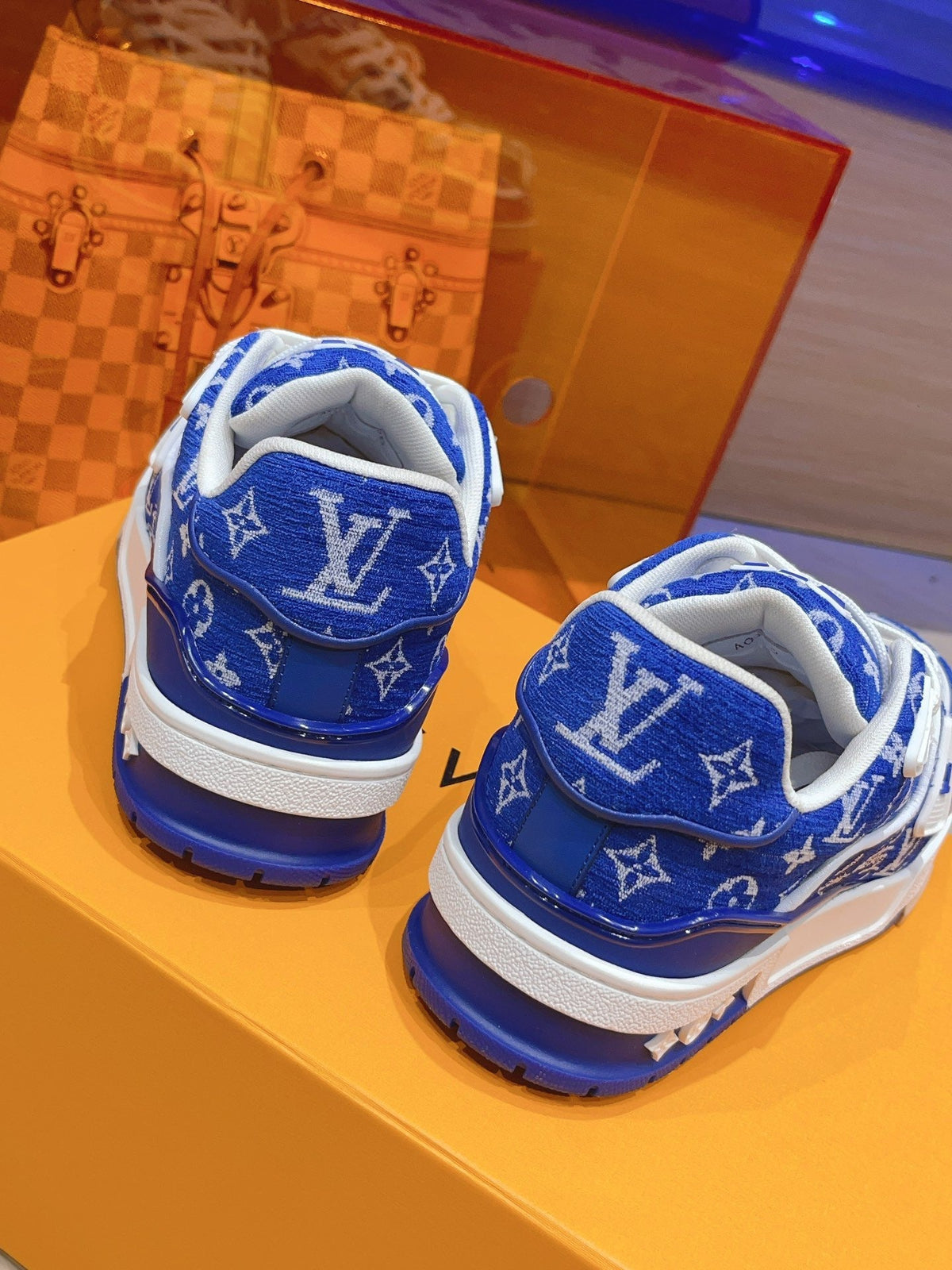 Lvv couple limited series casual denim print sneakers 0725012402