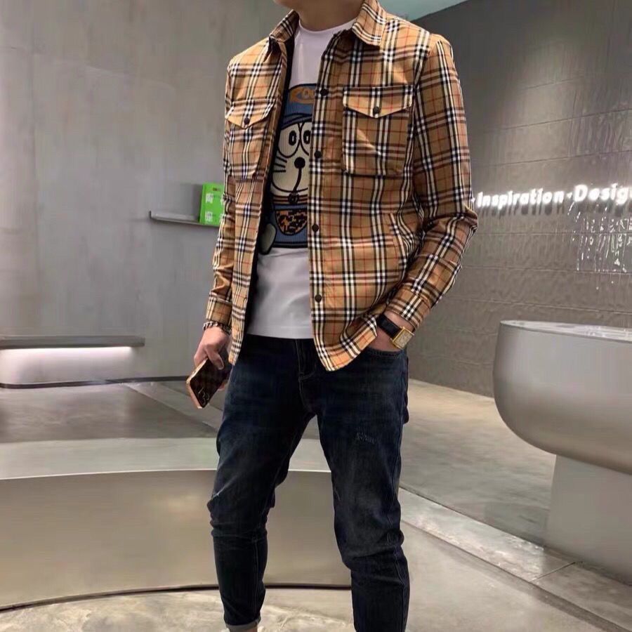 Lapel plaid coat