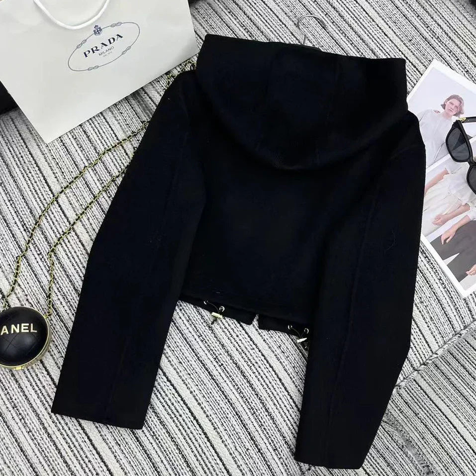 High end hooded knitted sweater 1024111506
