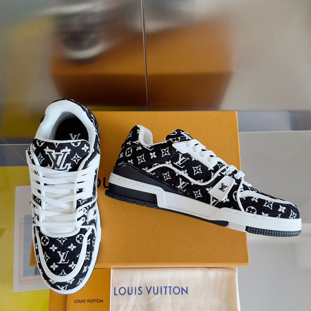 Lvv couple limited series casual denim print sneakers 0725012402