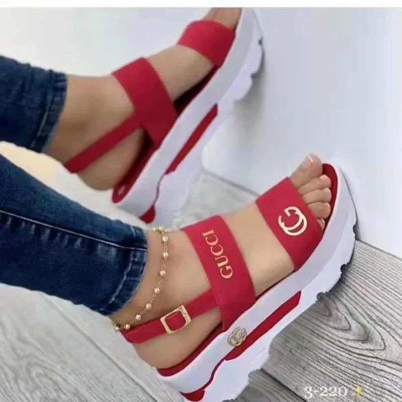 New Round Toe Fish Toe Platform Wedge Sandals 1024041829