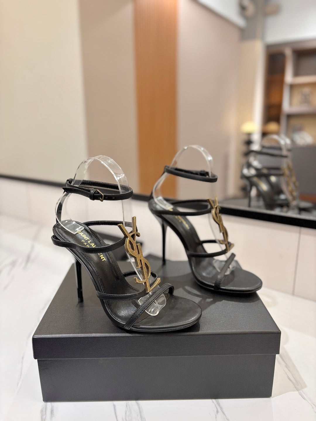 Summer New Genuine Leather Stiletto With Socialite Letter Buckle High-heeled ShoesPD05202412406