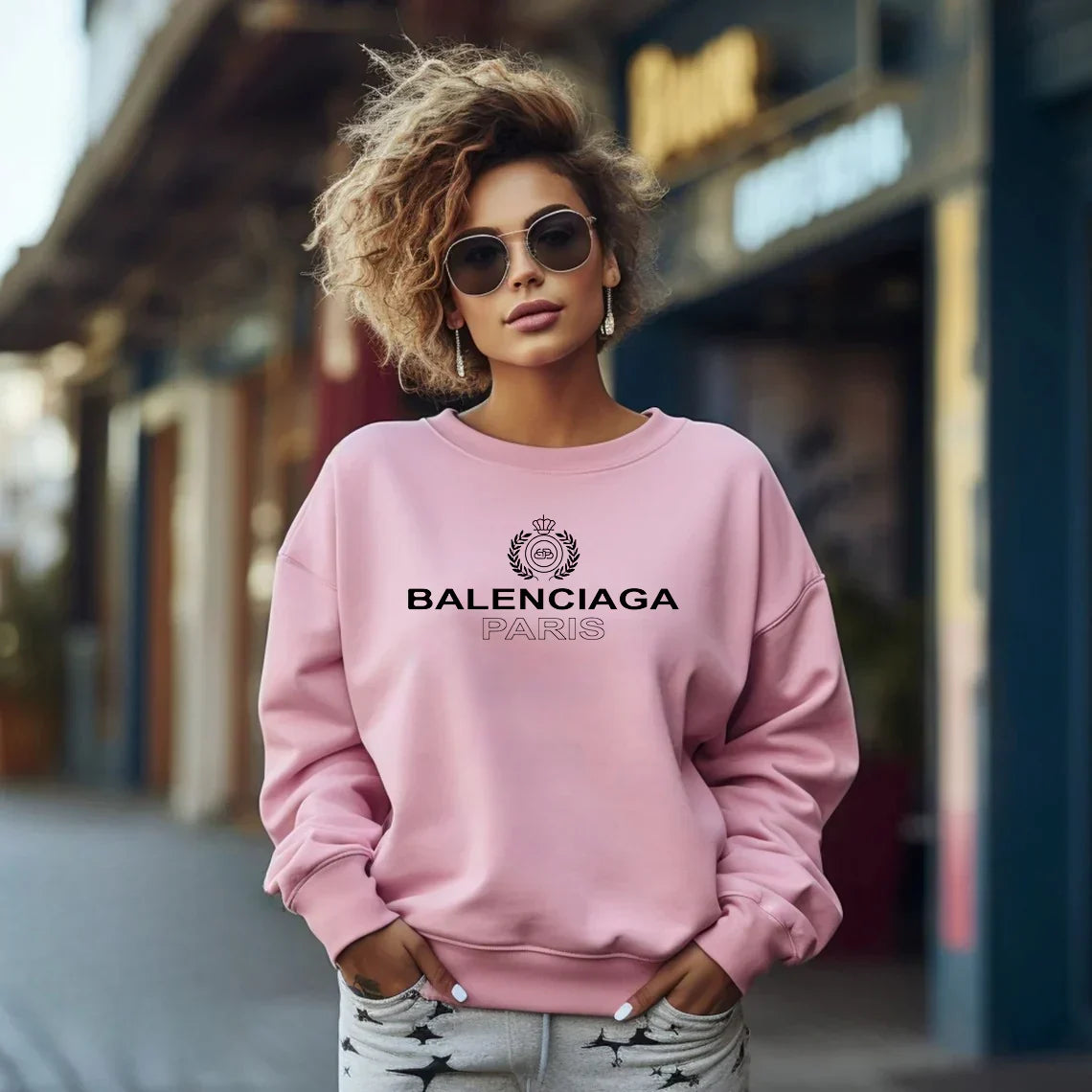 Round neck casual loose sweatshirt 3D1025020711