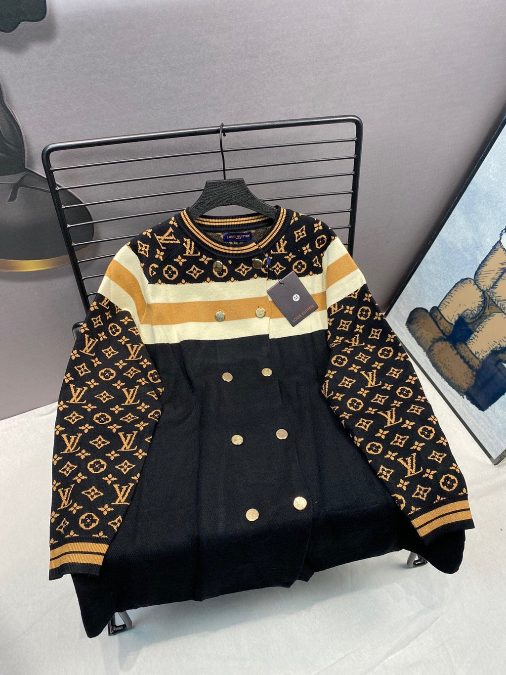 lvv Monogram logo knitted cardigan jacket 0724112502