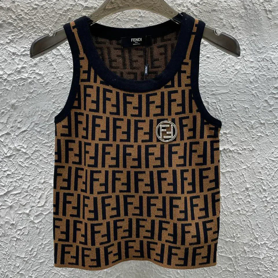 Old flower versatile knitted vest 1025022840