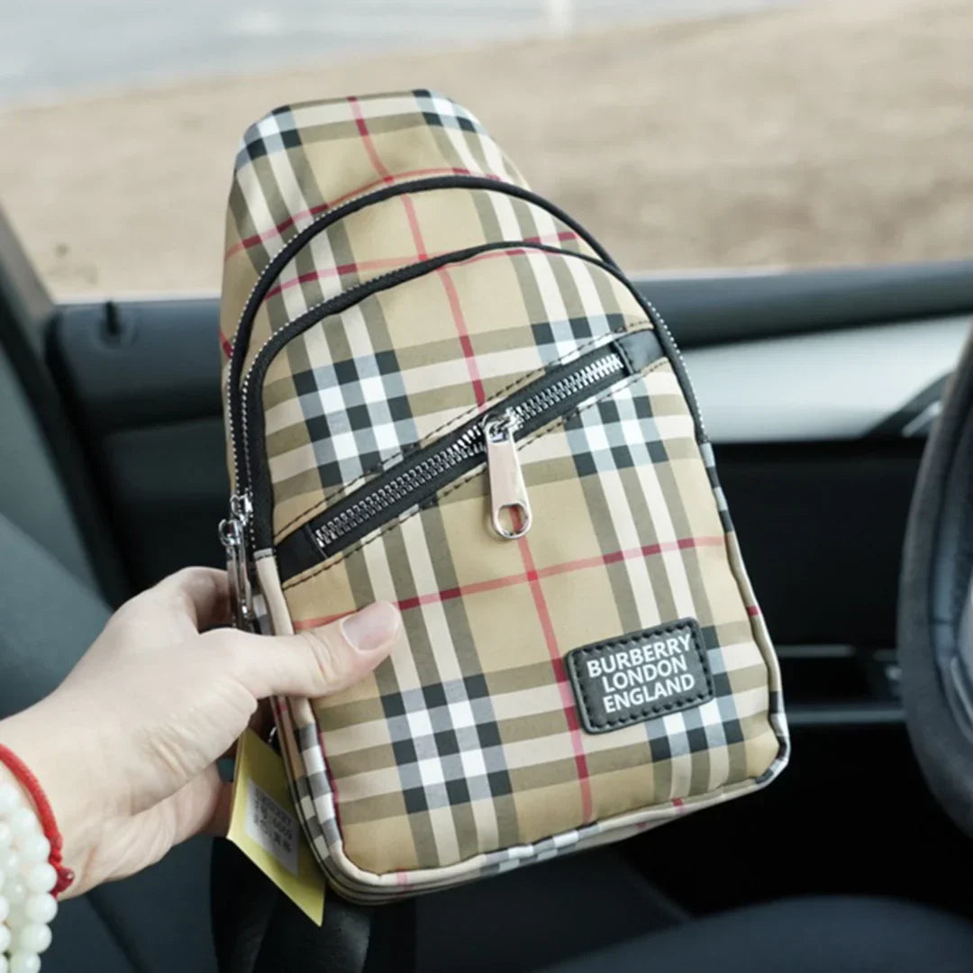 Men's fashion versatile plaid chest bag 1024032805