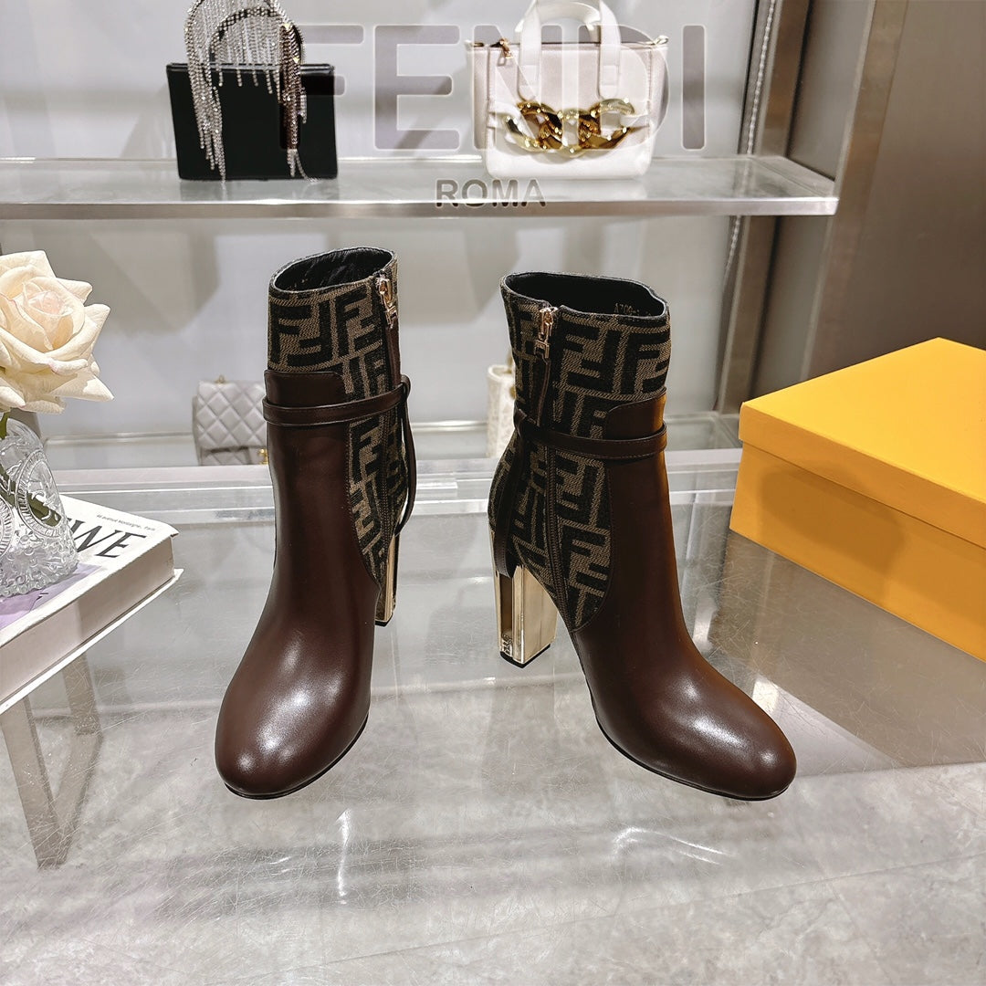 FD Round toe leather Delfina boots 1824111503