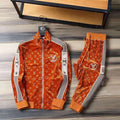 V Orange Embroidered Velvet Suit LXYMC23021503