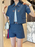 GG Fashion print short sleeve and shorts set 0725052811