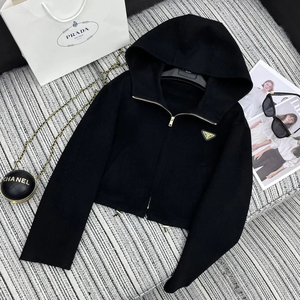 High end hooded knitted sweater 1024111506