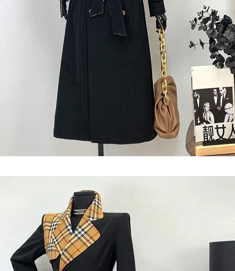 New Fashion Long Patchwork Coat Windbreaker 1024031213