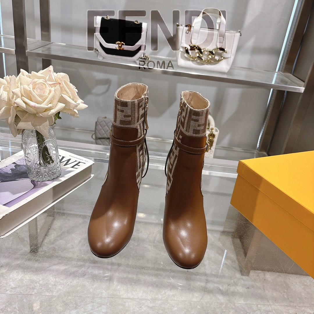 FD Round toe leather Delfina boots 1824111503
