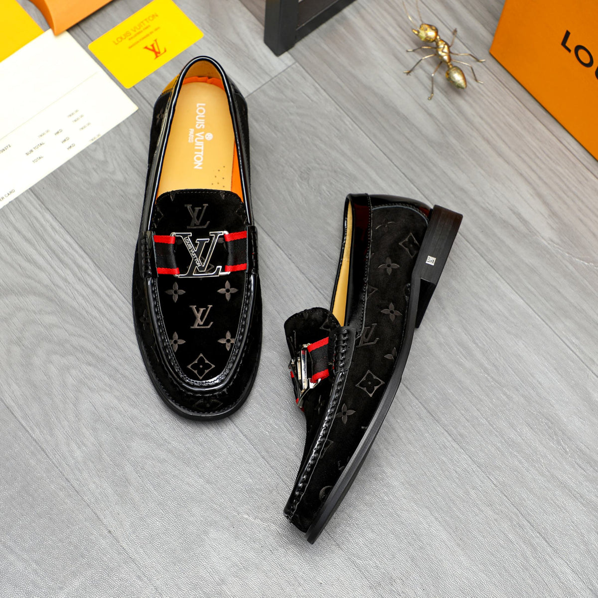 Lvv suede printed cowhide upper leather shoes 0725073008