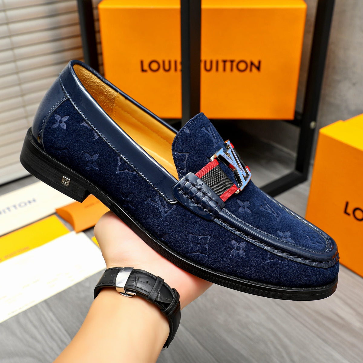 Lvv suede printed cowhide upper leather shoes 0725073008