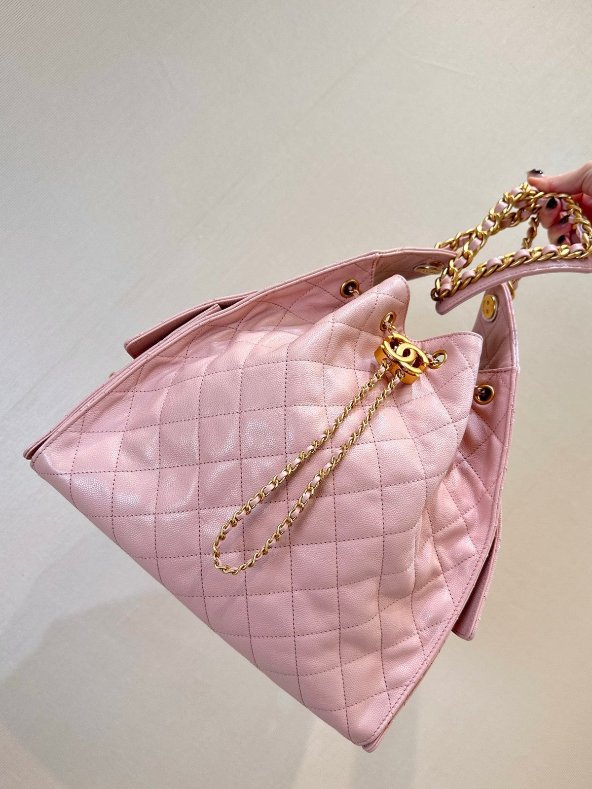 CC 25C Hobo Bags 40cm Pink Grained Calfskin
